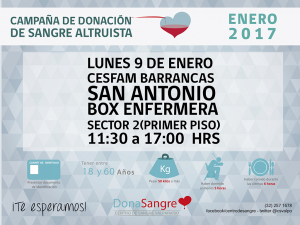 Llaman a sanantoninos a sumarse a campaña de donación de sangre que se realizará en CESFAM Barrancas