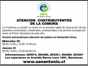 Jueves 31 Municipio atenderá hasta las 24:00 horas pago patentes